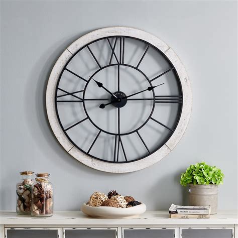 white farm house metal clock|Amazon.com: White Farmhouse Clock.